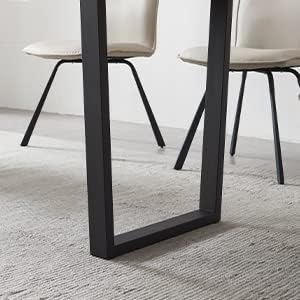 ZckyCine Extendable Dining Table Set for 6-8 People with 6 Upholstered Chairs Expandable Wood Kitchen Table 51"-67" (130-170cm) | Space-Saving Home & Dining Room Furniture Set