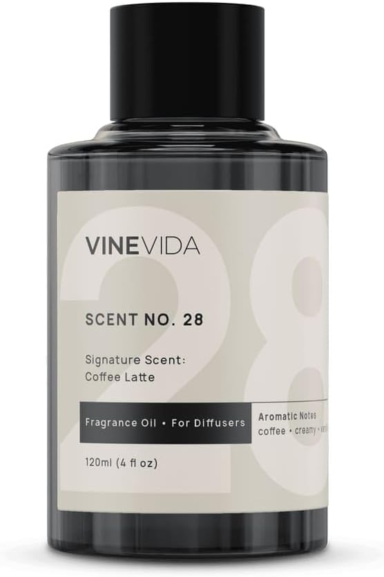 VINEVIDA [4 Fl Oz] Coffee Latte Fragrance Oil for Cold Air Diffusers, Essential Oils for Diffuser Oil Refill & Air Freshener Room Spray
