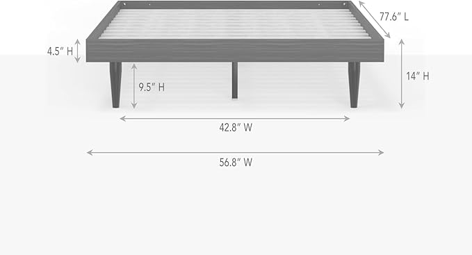 HavenWood Modern Solid Wood Platform Bed Base with Inset Wood Legs – No Box Spring Needed,Fast Assembly – Full Size in White (No Headboard)