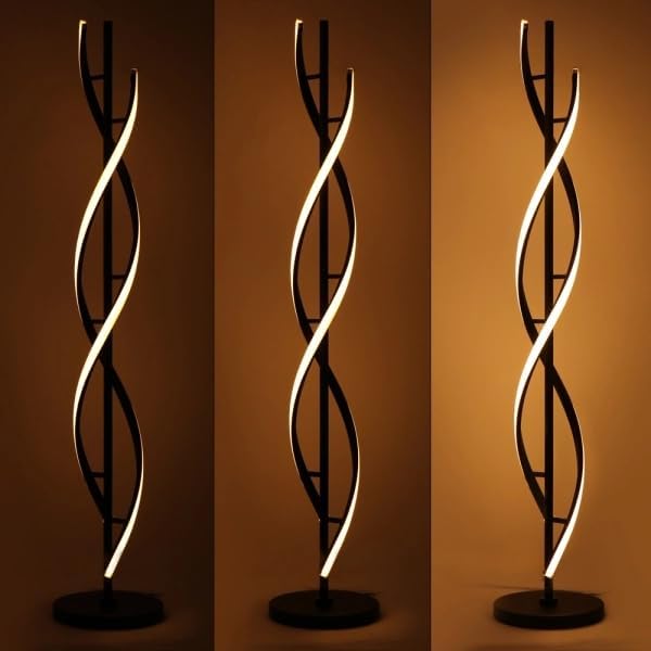ADISUN 40W LED Modern Floor Lamp Remote Control Dimmable Spiral Floor Lamp Indoor Tall Lamp Floor Lamp for Living Rooms Family Rooms Bedrooms Offices Lighting (Black)