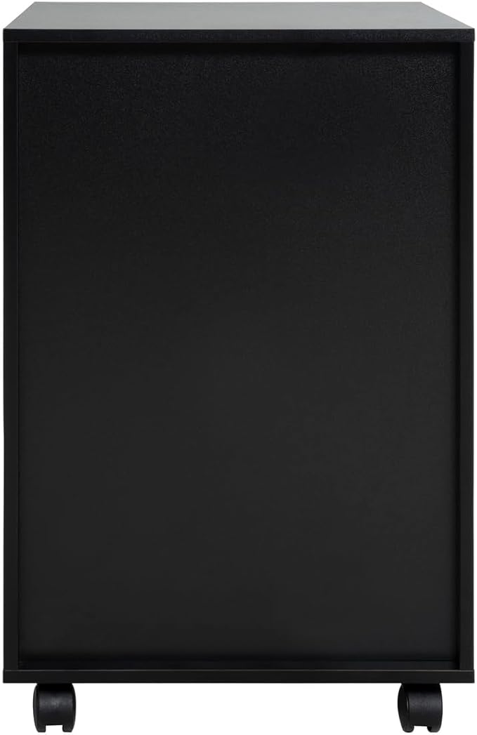 Naomi Home 5-Drawer Under Desk Rolling Storage Cart - Mobile Organizer with Lockable Casters, Black Engineered Wood for Office Dorm Apartment, Scratch-Resistant 15.7 x 15.7 x 26 Inches