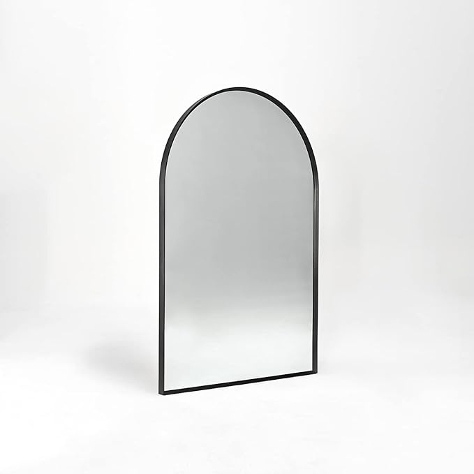 Arched Wall Mirror for Bathroom, 20"x30" Black Modern Metal Frame for Entryway Living Room Bedroom Wall Decor