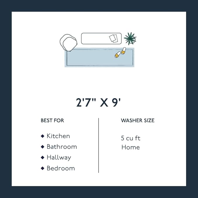 Revival Rugs Shell 2'7"x9' Machine Washable Runner Rug for Hallway Entryway - 100% Recycled Oeko-TEX Certified, Medium Pile, Green