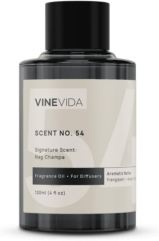 VINEVIDA [4 Fl Oz] Nag Champa Fragrance Oil for Cold Air Diffusers, Essential Oils for Diffuser Oil Refill & Air Freshener Room Spray