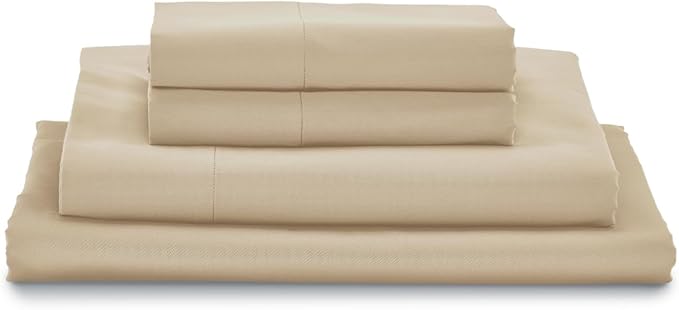 MyPillow Giza Dreams Bed Sheets, 100% Certified Giza Egyptian Cotton, Deep Pocket, Sateen Weave [King, Tan]