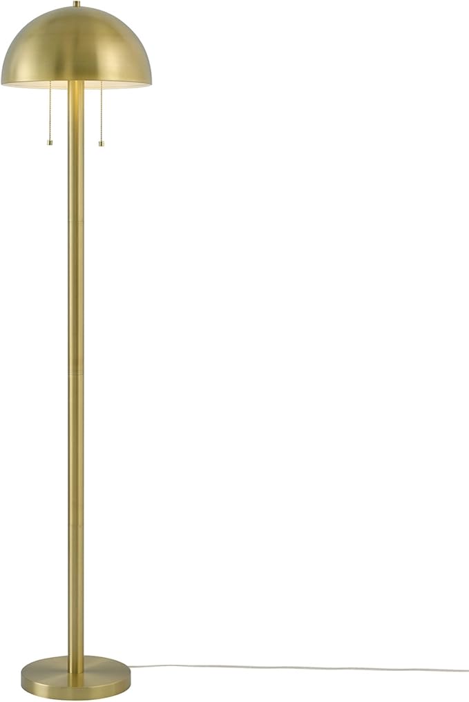GLOBE Electric 65786 Haydel 60" 2-Light Floor Lamp, Matte Brass, Double On/Off Pull Chain, Bulb Not Included