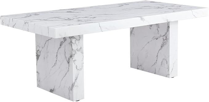79'' Dining Table Set for 8, Dining Room Table Set for 8, 3.5'' Thick Faux Marble Table Top, MDF Table Legs, PU Ergonomic Dining Chair, for Dining Room