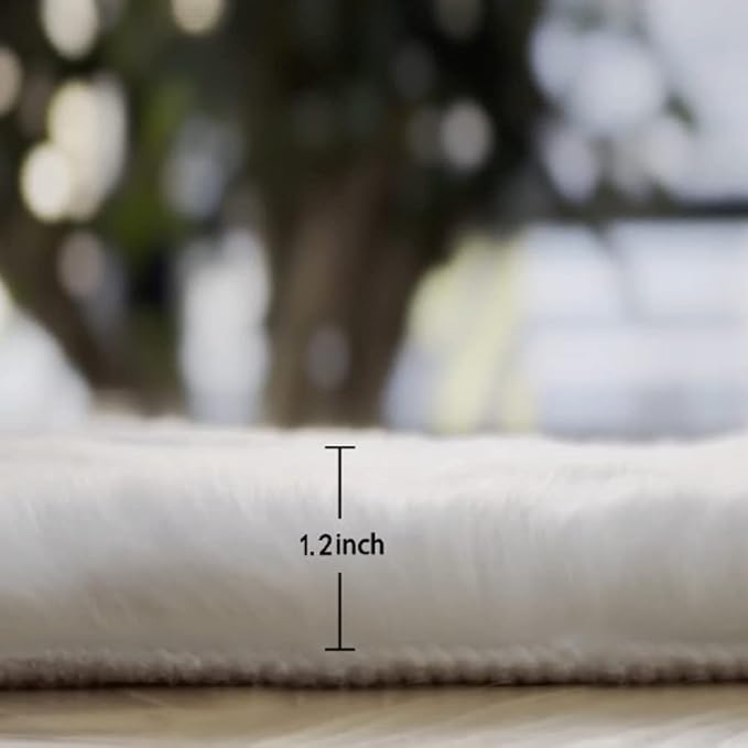 White Washable Furry Area Rug Runner Faux Bunny Fuzzy Fur Rugs for Bedroom Living Room 2x6 Rug Runners for Hallways Room Décor