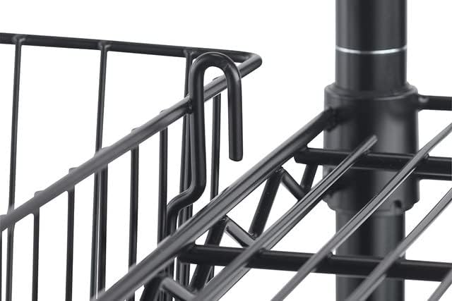 TRINITY 15-Inch Metal Hanging Basket to Use With Shelf Units and Storage Racks for Garage, Kitchen, and Closet Organization, NSF Certified, 10 Pound Capacity, Black, 2-Pack