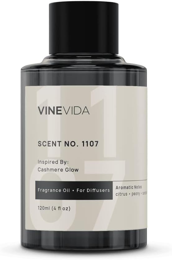 VINEVIDA [4 Fl Oz] Scent NO. 1107 Fragrance Oil for Cold Air Diffusers, Aromatic Notes of Citrus Peony Sandalwood, Essential Oils for Diffuser Oil Refill & Air Freshener Room Spray