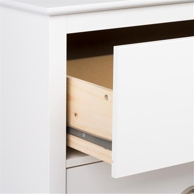 Prepac Yaletown Traditional 2-Drawer Tall Nightstand Side Table, Bedside Table with 2 Drawers and Open Shelf 16" D x 23" W x 28" H, White, WDNH-1202-1