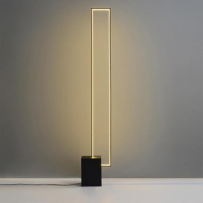LOVEDIMA Metal LED Floor Lamp,Rectangular Standing lamp with Black Base