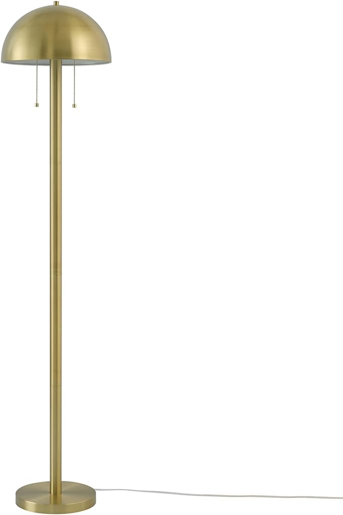 GLOBE Electric 65786 Haydel 60" 2-Light Floor Lamp, Matte Brass, Double On/Off Pull Chain, Bulb Not Included