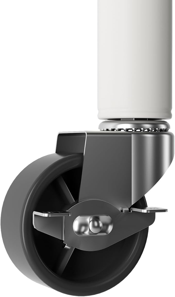 SINGAYE 6 Tier Big Basket Shelf Wire Shelving Unit Adjustable Storage Shelves Rack for Garage Kitchen Office Pantry Corner Metal with Wheels White