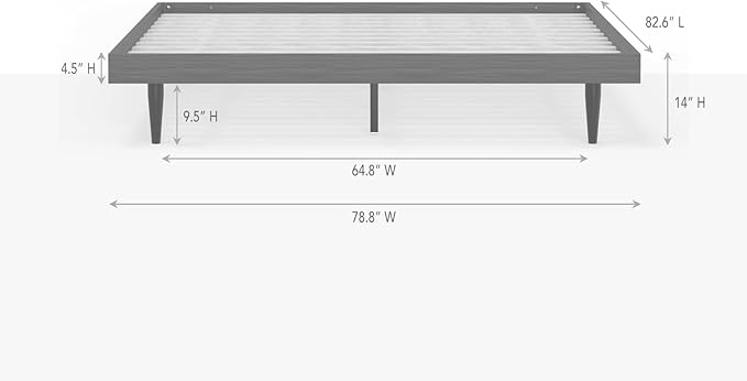 HavenWood Modern Solid Wood Platform Bed Base with Inset Wood Legs – No Box Spring Needed,Fast Assembly – King Size in Black (No Headboard)