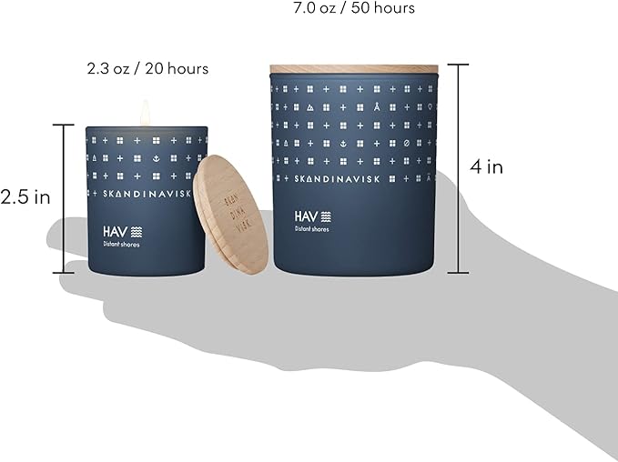 Skandinavisk HAV 'Sea' Scented Candle. Fragrance Notes: Salt Spray and Sea Kelp, Hawthorn and Beach Rose. 7.0 oz.