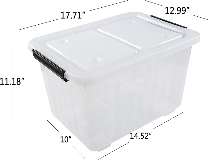 Readsky 30 Quart Clear Plastic Storage Bin with Lid and Wheels, Clear Totes Storage, 4 Packs