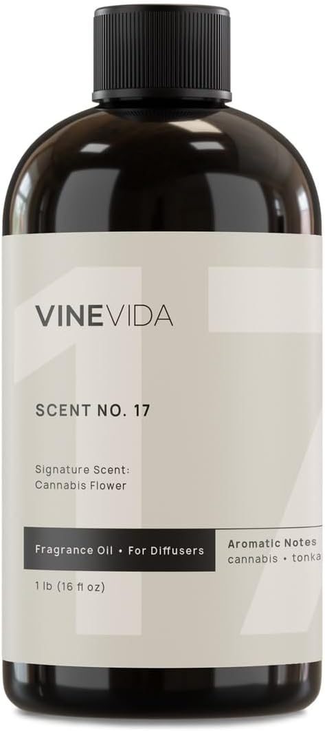 VINEVIDA [16 Fl Oz] Cannabis Flower Fragrance Oil for Cold Air Diffusers, Essential Oils for Diffuser Oil Refill & Air Freshener Room Spray