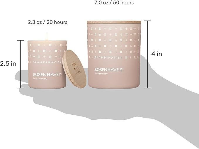 Skandinavisk ROSENHAVE 'Rose Garden' Mini Scented Candle. Fragrance Notes: Alba Rose and Elderflower, Geranium and Blackcurrant Buds. 2.3 oz.