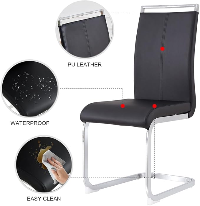 79'' Dining Table Set for 8, Dining Room Table Set for 8, 3.5'' Thick Faux Marble Table Top, MDF Table Legs, PU Ergonomic Dining Chair, for Dining Room