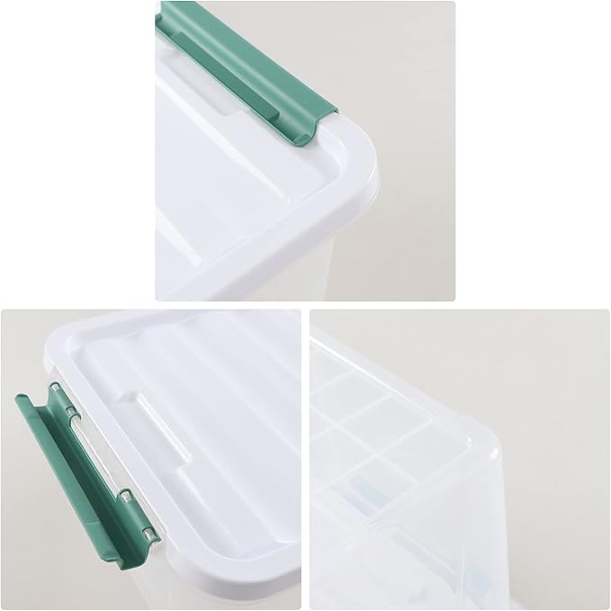 6 Packs 20 L Latching Plastic Storage Box, Clear Stackable Storage Container Bins with Lids