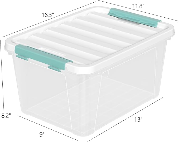 4-Pack 20 Quart Clear Storage Bins, Stackable Plastic Storage Latches Box/Containers with Lid