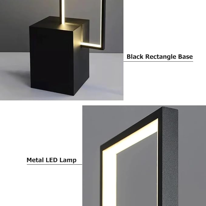 LOVEDIMA Metal LED Floor Lamp,Rectangular Standing lamp with Black Base