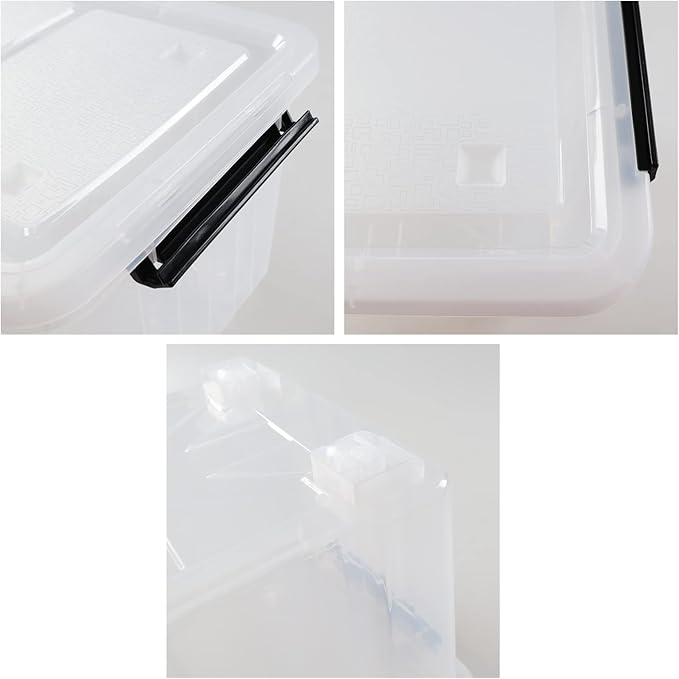 Readsky 30 Quart Clear Plastic Storage Bin with Lid and Wheels, Clear Totes Storage, 4 Packs