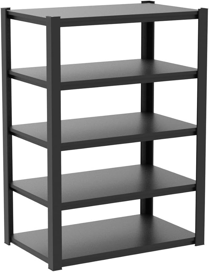 REIBII 48.2" W Garage Shelving Heavy Duty Metal Shelving 3000LBS Storage Shelves Adjustable Metal Shelf Industrial 5 Tier Shelves for Basement Pantry Warehouse Supermarket 72.2" H x 24.2" D x 48.2" W