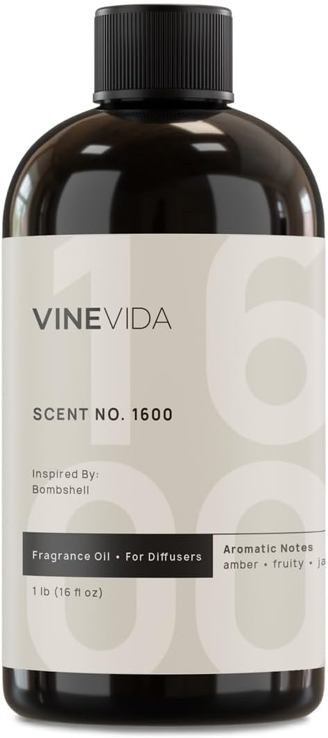 VINEVIDA [16 Fl Oz] Scent NO. 1600 Fragrance Oil for Cold Air Diffusers, Aromatic Notes of Amber Fruity Jasmine, Essential Oils for Diffuser Oil Refill & Air Freshener Room Spray
