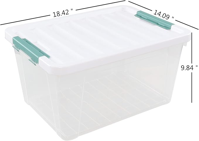 6 Packs 35 L Clear Plastic Stackable Storage Container, Storage Bins with Lids