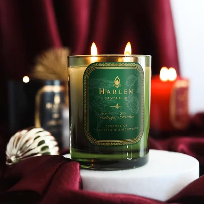 HARLEM CANDLE CO. Vintage Garden - Luxury Scented Soy Candle, 11 oz - 80-Hour Burn Time | Wild Berry, Rose, Absinthe, Angelica, Strawberry Musk, Birchwood | Scented Candles for Home
