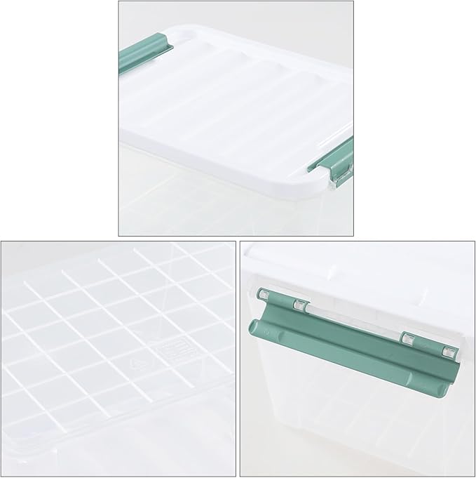 Readsky 36 Quart Plastic Clear Storage Bins with Lids, Large Latch Boxes, 4-Pack