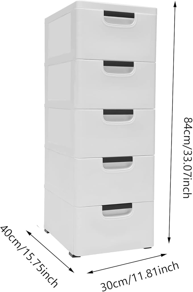 TBVECHI Plastic Drawers Dresser, 16" Wx12 Dx33 H Closet Drawers Storage Cabinet with 5 Drawers, Tall Dresser Organizer with 4 Wheels for Clothes, Playroom, Bedroom, Kitchen Storage Furniture