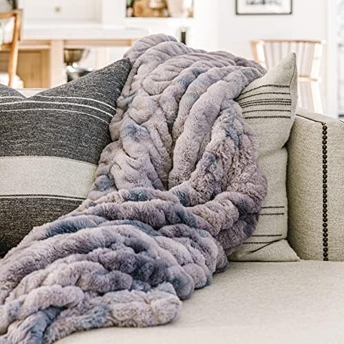 Minky Designs Blueberry Minky Blanket – Ultra Soft Faux Fur Throw Blanket for Couch, Bed & Home – Fluffy, Warm & Luxurious – Chic Collection (Medium, 50x60)