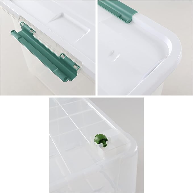 85 Quart Stackable Large Plastic Storage Containers with Lids and Secure Latching Buckles, Organizing Tubs Boxes for Office and Home Organization, Clear (4 Pack)