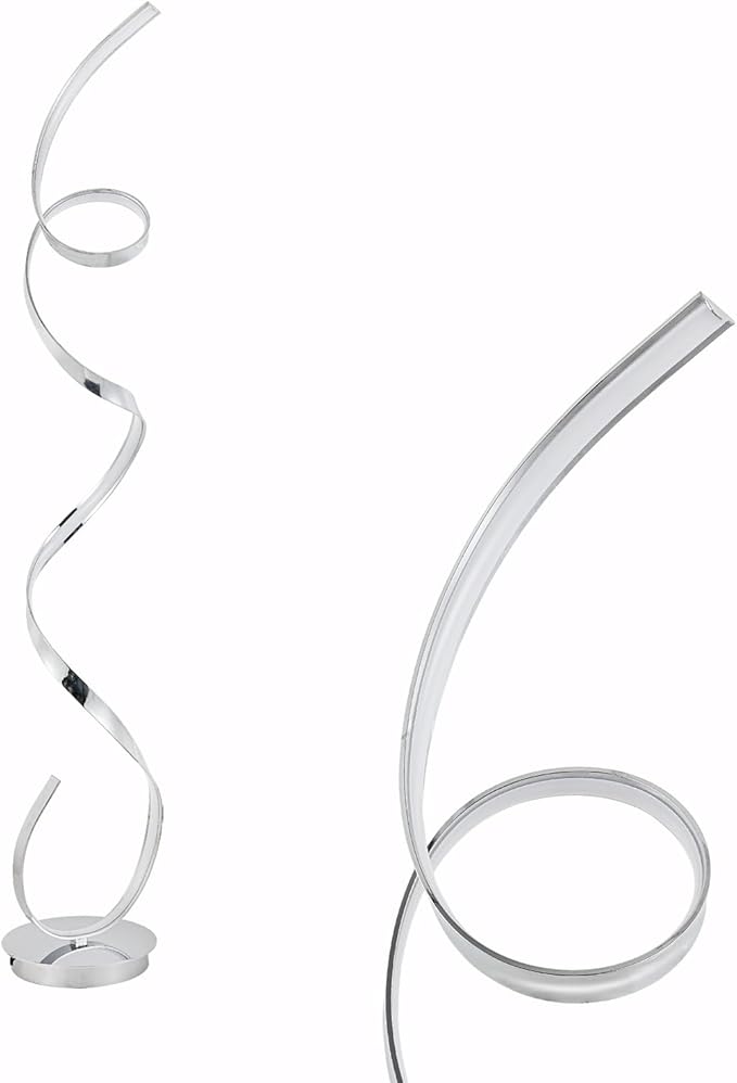 59 inches Twisted Floor Standing Lamp, 60W Adjustable Bright and Infinitely Dimmable, LED Modern Silver Floor Tall Lamp for Living Room Bedroom Office with Remote (Chrome)