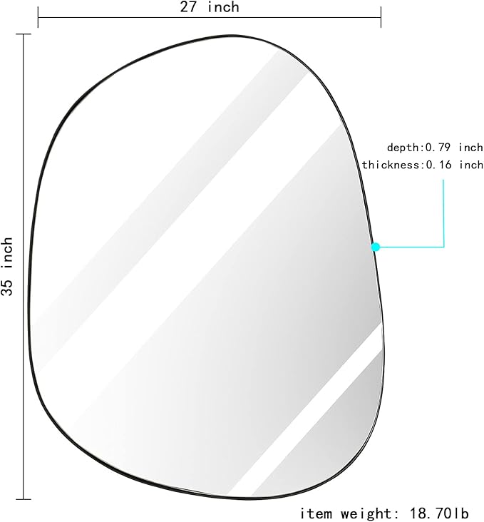 Asymmetrical Wall Mirror for Decor 27"*35", Modern Black Framed Wall Mirror for Living Room Bathroom Bedroom Entryway ELE-STOU-0063HEI
