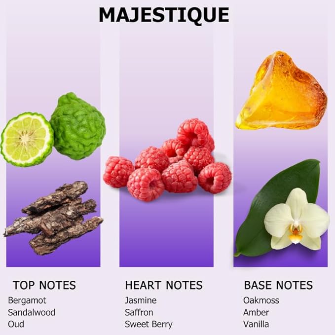 Aromely Diffuser Oil Majestique a Sophisticated Blend of Bergamot, Sandalwood, Oud, Jasmine, Saffron, Sweet Berry, Oakmoss, and Vanilla Creating an Exquisite Fragrance for Scent Diffusers - 500ml