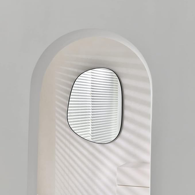 Asymmetrical Wall Mirror for Decor 21"*27", Modern Black Framed Wall Mirror for Living Room Bathroom Bedroom Entryway ELE-STOU-0065B