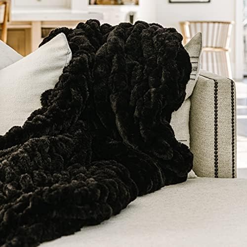 Minky Designs Jaguar Black Minky Blanket – Ultra Soft Faux Fur Throw Blanket for Couch, Bed & Home – Fluffy, Warm & Luxurious – Chic Collection (X-Large, 60x84)