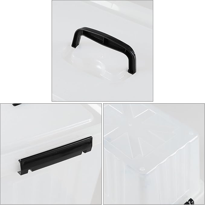 Readsky 18 Quart Plastic Latching Bin with Lids and Handle, Clear Plastic Storage Tote, 4 Packs