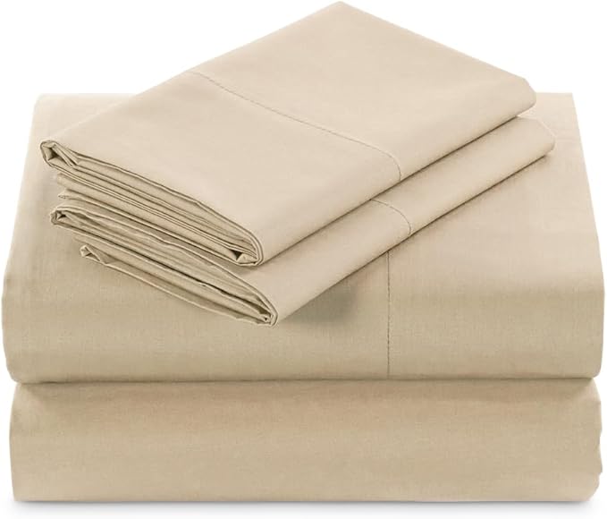 MyPillow Giza Dreams Bed Sheets, 100% Certified Giza Egyptian Cotton, Deep Pocket, Sateen Weave [King, Tan]