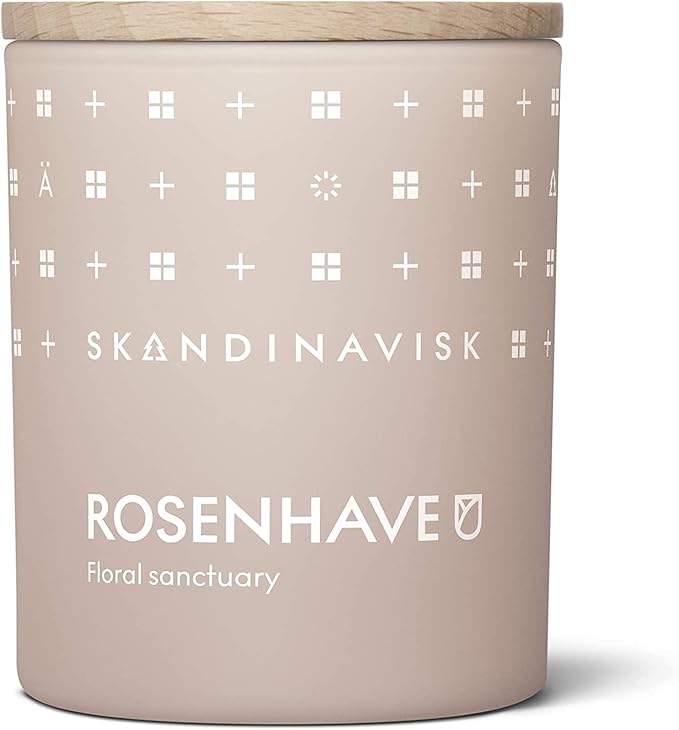 Skandinavisk ROSENHAVE 'Rose Garden' Mini Scented Candle. Fragrance Notes: Alba Rose and Elderflower, Geranium and Blackcurrant Buds. 2.3 oz.