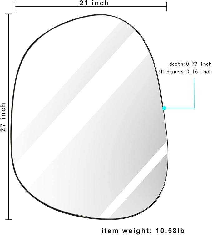 Asymmetrical Wall Mirror for Decor 21"*27", Modern Black Framed Wall Mirror for Living Room Bathroom Bedroom Entryway ELE-STOU-0065B