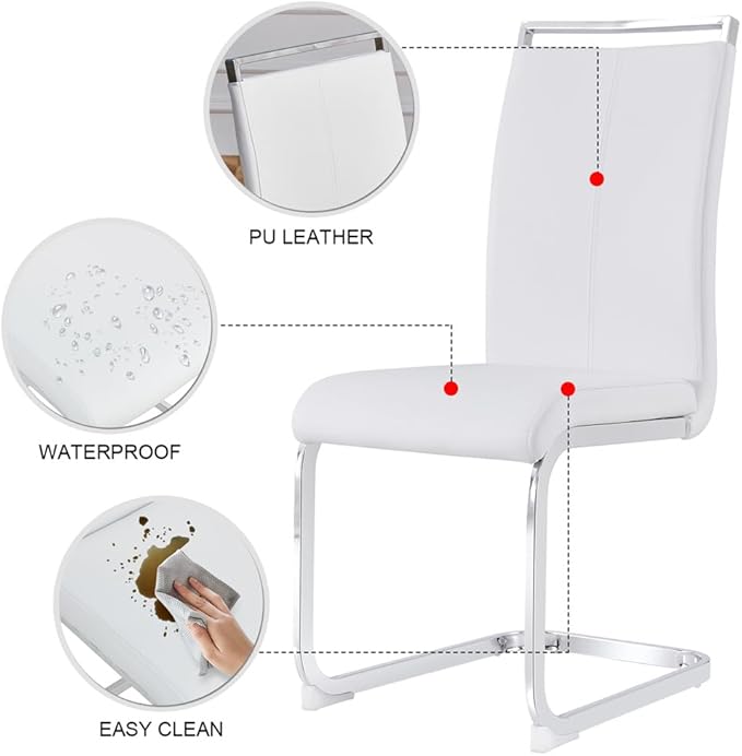 79'' Dining Table Set for 8, Dining Room Table Set for 8, 3.5'' Thick Faux Marble Table Top, MDF Table Legs, PU Ergonomic Dining Chair, for Dining Room