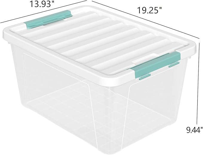 Readsky 36 Quart Plastic Clear Storage Bins with Lids, Large Latch Boxes, 4-Pack