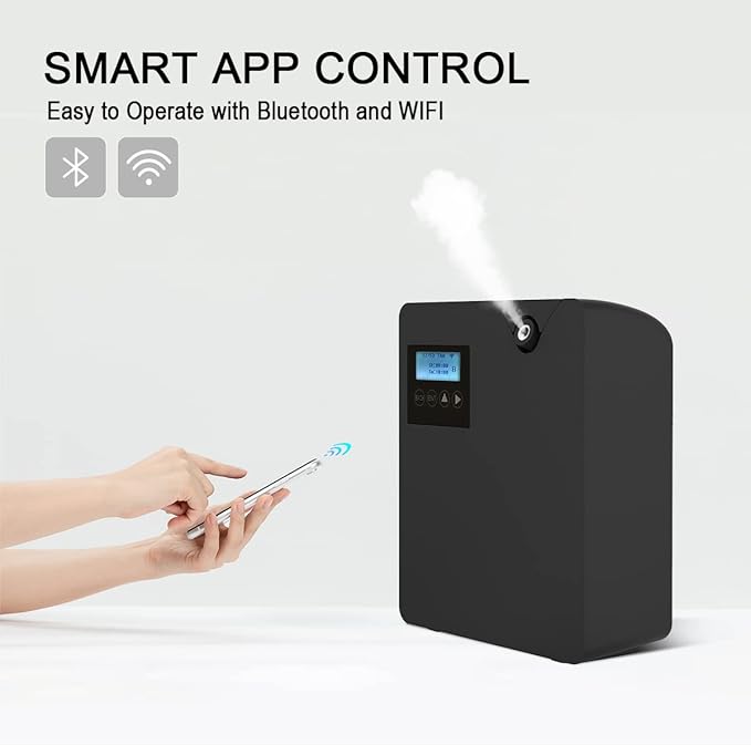 Smart Scent Air Machine for Home, Bluetooth & WiFi Hotel Scent Diffuser with Cold Air Tech, 300ML Waterless Essential Oil HVAC Scent Diffuser for Large Room, Office, Spa(Black)