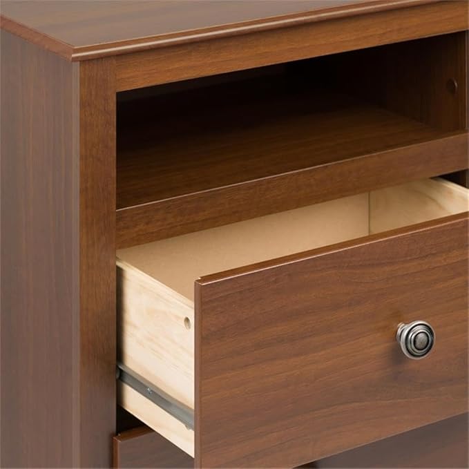 Prepac Sonoma 2 Drawer Nightstand: Elegant Bedroom Furniture, Bedside Table with Open Shelf, 23.25"W x 16"D x 28"H, Cherry