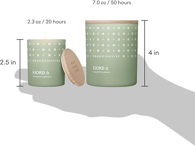 Skandinavisk Fjord Scented Candle. Fragrance Notes: Apple and Pear Blossom, Orchard Fruits and Redcurrants. 7.0 oz.